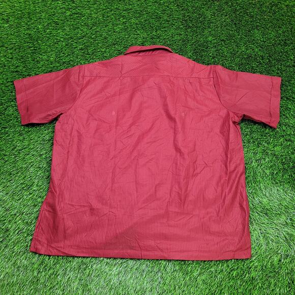 Vintage 90s Haband Textured Disco Button Shirt 2XL 26x29 Red - Picture 2 of 11